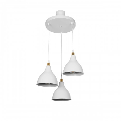 GloboStar® RADE 203-0128 Vintage Κρεμαστό Φωτιστικό Καμπάνα Τρίφωτο 3 x E27 IP20 Λευκό Πλαστικό - Μ40 x Π40 x Υ80cm Διακόσμηση - Φως - Χαλιά