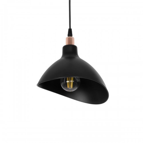 GloboStar® RIVE 203-0143 Μοντέρνο Κρεμαστό Φωτιστικό Καμπάνα Μονόφωτο 1 x E27 IP20 Μάυρο με Χρυσό Πλαστικό - Μ22 x Π22 x Υ83cm Διακόσμηση - Φως - Χαλιά