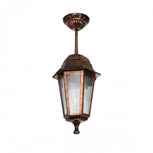 GloboStar® VITRO 203-0194 Vintage Κρεμαστό Φωτιστικό Φαναράκι Μονόφωτο 1 x E27 IP44 Χάλκινο Πλαστικό Σώμα - Μ16 x Π16 x Υ48cm Διακόσμηση - Φως - Χαλιά
