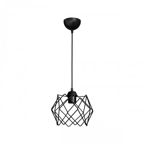 GloboStar® VORTEX 203-0277 Mοντέρνο Κρεμαστό Φωτιστικό Πλέγμα Μονόφωτο 1 x E27 IP20 Μαύρο Μέταλλο - Μ23.5 x Π23.5 x Υ20cm Διακόσμηση - Φως - Χαλιά