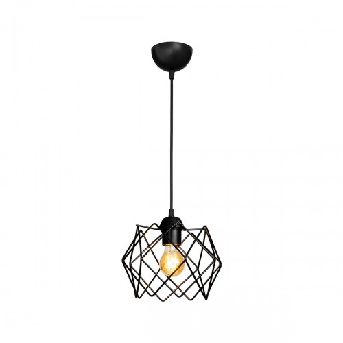 GloboStar® VORTEX 203-0277 Mοντέρνο Κρεμαστό Φωτιστικό Πλέγμα Μονόφωτο 1 x E27 IP20 Μαύρο Μέταλλο - Μ23.5 x Π23.5 x Υ20cm Διακόσμηση - Φως - Χαλιά