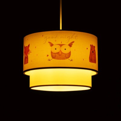 GloboStar® OWL 204-0001 Παιδικό Κρεμαστό Φωτιστικό Φιγούρα Μονόφωτο 1 x E27 IP20 Λευκό Ύφασμα - Μ30 x Π30 x Υ70cm Διακόσμηση - Φως - Χαλιά
