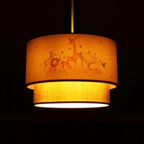 GloboStar® GIRAFFE 204-0008 Παιδικό Κρεμαστό Φωτιστικό Φιγούρα Μονόφωτο 1 x E27 IP20 Λευκό & Γκρι Ύφασμα - Μ30 x Π30 x Υ70cm Διακόσμηση - Φως - Χαλιά
