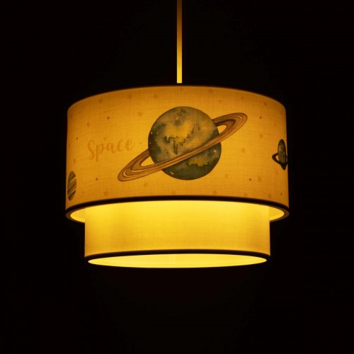 GloboStar® SATURN 204-0012 Παιδικό Κρεμαστό Φωτιστικό Φιγούρα Μονόφωτο 1 x E27 IP20 Λευκό Ύφασμα - Μ30 x Π30 x Υ70cm Διακόσμηση - Φως - Χαλιά