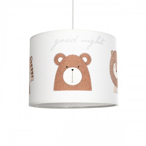 GloboStar® BEAR 204-0018 Παιδικό Κρεμαστό Φωτιστικό Φιγούρα Μονόφωτο 1 x E27 IP20 Λευκό Ύφασμα - Μ28 x Π28 x Υ70cm Διακόσμηση - Φως - Χαλιά