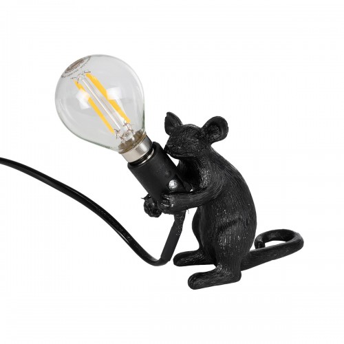 GloboStar® MOUSE 00678 Vintage Επιτραπέζιο Φωτιστικό Πορτατίφ Λαμπατέρ Μονόφωτο με Ντουί 1 x E14 AC 230V Μαύρο Πλαστικό Μ12 x Π4 x Υ10cm Διακόσμηση - Φωτισμός - Χαλιά