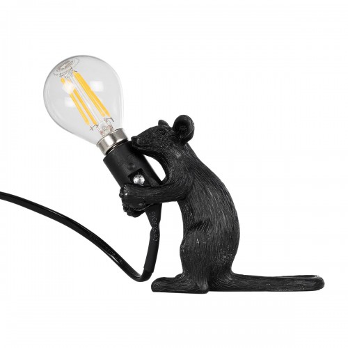 GloboStar® MOUSE 00678 Vintage Επιτραπέζιο Φωτιστικό Πορτατίφ Λαμπατέρ Μονόφωτο με Ντουί 1 x E14 AC 230V Μαύρο Πλαστικό Μ12 x Π4 x Υ10cm Διακόσμηση - Φωτισμός - Χαλιά