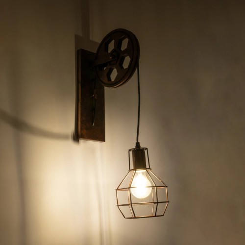 GloboStar® RYDON 01216 Vintage Industrial Φωτιστικό Τοίχου Απλίκα Μονόφωτο Καφέ Σκουριά Μεταλλικό Πλέγμα Φ15 x Μ24 x Π15 x Υ70cm Διακόσμηση - Φωτισμός - Χαλιά GloboStar® RYDON 01216 Vintage Industrial Φωτιστικό Τοίχου Απλίκα Μονόφωτο Καφέ Σκουριά Μεταλλικό Πλέγμα Φ15 x Μ24 x Π15 x Υ70cm Διακόσμηση - Φωτισμός - Χαλιά