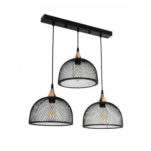 GloboStar® GLIND 201-0082 Vintage Κρεμαστό Φωτιστικό Ράγα Ράγα Τρίφωτο 3 x E27 IP20 Μαύρο Μέταλλο - Μ55 x Π25 x Υ70cm Διακόσμηση - Φως - Χαλιά