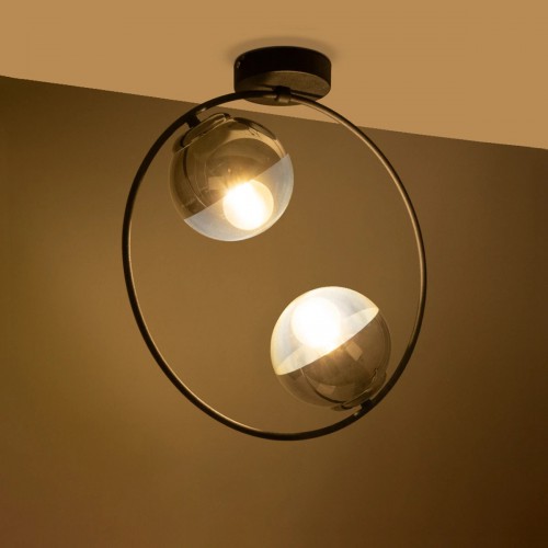 GLOBOSTAR® CITY 202-0040 MODERN CEILING BALL LIGHT 2 X E27 IP20 BLACK METAL WITH CLEAR GLASS - L45 X W15 X H55CM Διακόσμηση - Φως - Χαλιά GLOBOSTAR® CITY 202-0040 MODERN CEILING BALL LIGHT 2 X E27 IP20 BLACK METAL WITH CLEAR GLASS - L45 X W15 X H55CM Διακόσμηση - Φως - Χαλιά
