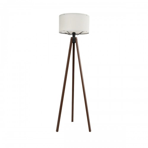 GloboStar® SAGA 204-0031 Μοντέρνο Eπιδαπέδιο Φωτιστικό Μονόφωτο 1 x E27 IP20 Καρυδί Ξύλο με Μπεζ Ύφασμα - Μ38 x Π38 x Υ140cm Διακόσμηση - Φως - Χαλιά