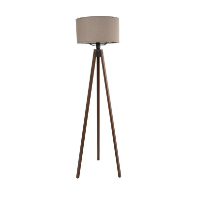 GloboStar® SAGA 204-0036 Μοντέρνο Eπιδαπέδιο Φωτιστικό Μονόφωτο 1 x E27 IP20 Καρυδί Ξύλο με Γκρι Ύφασμα - Μ38 x Π38 x Υ140cm Διακόσμηση - Φως - Χαλιά