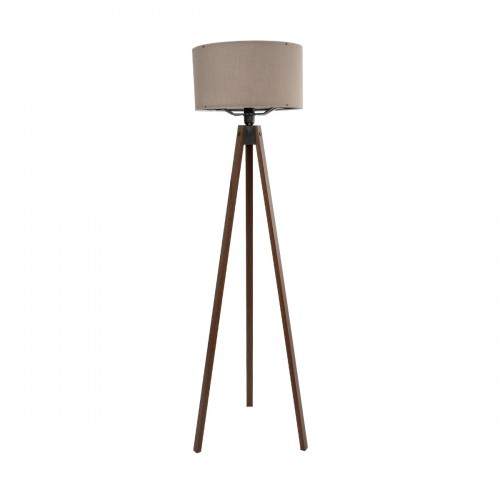 GloboStar® SAGA 204-0036 Μοντέρνο Eπιδαπέδιο Φωτιστικό Μονόφωτο 1 x E27 IP20 Καρυδί Ξύλο με Γκρι Ύφασμα - Μ38 x Π38 x Υ140cm Διακόσμηση - Φως - Χαλιά