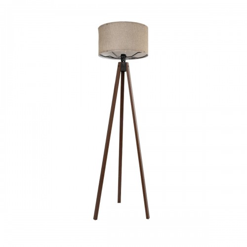 GloboStar® SAGA 204-0039 Μοντέρνο Eπιδαπέδιο Φωτιστικό Μονόφωτο 1 x E27 IP20 Καρυδί Ξύλο με Μπεζ Ύφασμα - Μ38 x Π38 x Υ140cm Διακόσμηση - Φως - Χαλιά