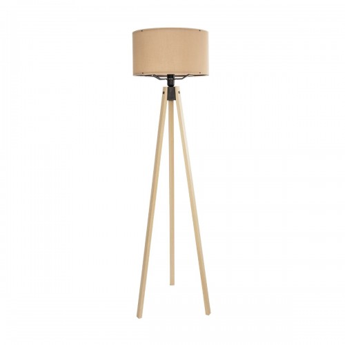 GloboStar® SAGA 204-0043 Μοντέρνο Eπιδαπέδιο Φωτιστικό Μονόφωτο 1 x E27 IP20 Μπεζ Ξύλο με Μπεζ Ύφασμα - Μ38 x Π38 x Υ140cm Διακόσμηση - Φως - Χαλιά