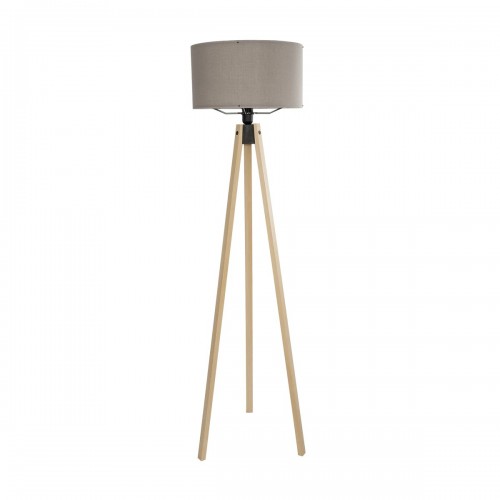 GloboStar® SAGA 204-0048 Μοντέρνο Eπιδαπέδιο Φωτιστικό Μονόφωτο 1 x E27 IP20 Μπεζ Ξύλο με Γκρι Ύφασμα - Μ38 x Π38 x Υ140cm Διακόσμηση - Φως - Χαλιά