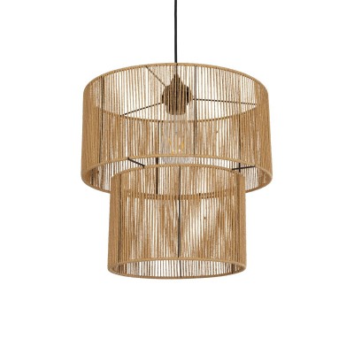 GLOBOSTAR® ROXXI 205-0019 Boho Κρεμαστό Φωτιστικό Οροφής με Ντουί 1 x E27 AC 220-240V IP20 - Μπεζ - M35 x Π35 x Υ37cm