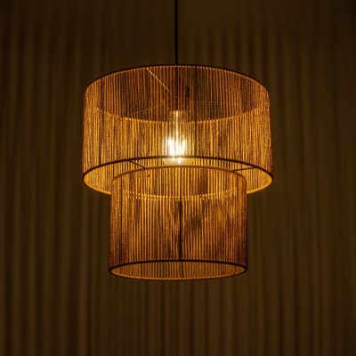 GLOBOSTAR® ROXXI 205-0019 Boho Κρεμαστό Φωτιστικό Οροφής με Ντουί 1 x E27 AC 220-240V IP20 - Μπεζ - M35 x Π35 x Υ37cm Διακόσμηση - Φως - Χαλιά