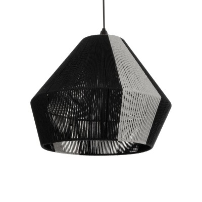 GLOBOSTAR® ANGULUS 205-0021 Boho Κρεμαστό Φωτιστικό Οροφής με Ντουί 1 x E27 AC 220-240V IP20 - Μαύρο & Γκρι - M40 x Π40 x Υ35cm