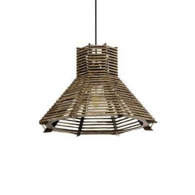 GLOBOSTAR® JUTTI 205-0051 Boho Κρεμαστό Φωτιστικό Οροφής με Ντουί 1 x E27 AC 220-240V IP20 - Καφέ- M40 x Π40 x Υ26cm