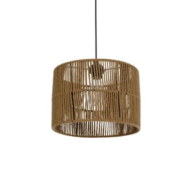 GLOBOSTAR® SAFA 205-0085 Boho Κρεμαστό Φωτιστικό Οροφής με Ντουί 1 x E27 AC 220-240V IP20 - Μπεζ - M30 x Π30 x Υ26cm