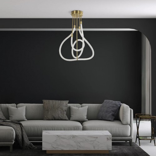 kelvo® GLOW KLV-101-0152 Φωτιστικό Οροφής LED 40W 4000lm 360° AC 220-240V IP20 Ρυθμιζόμενο Λευκό CCT με Χειριστήριο από 2700K έως 6000K Dimmable - Lumileds SMD Chip - Χρυσό Πλατίνα - Μ50 x Π50 x Υ70cm - 3 Χρόνια Εγγύηση Διακόσμηση - Φως - Χαλιά