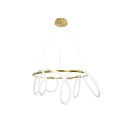 kelvo® GLOW KLV-101-0164 Κρεμαστό Φωτιστικό Οροφής LED 69W 6900lm 360° AC 220-240V IP20 Ρυθμιζόμενο Λευκό CCT με Χειριστήριο από 2700K έως 6000K Dimmable - Lumileds SMD Chip - Χρυσό Πλατίνα - Μ100 x Π100 x Υ40cm - 3 Χρόνια Εγγύηση Διακόσμηση - Φως - Χαλιά
