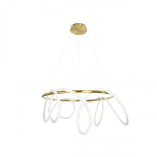 kelvo® GLOW KLV-101-0164 Κρεμαστό Φωτιστικό Οροφής LED 69W 6900lm 360° AC 220-240V IP20 Ρυθμιζόμενο Λευκό CCT με Χειριστήριο από 2700K έως 6000K Dimmable - Lumileds SMD Chip - Χρυσό Πλατίνα - Μ100 x Π100 x Υ40cm - 3 Χρόνια Εγγύηση Διακόσμηση - Φως - Χαλιά