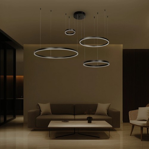 kelvo® VENOM KLV-101-0202 Κρεμαστό Φωτιστικό Οροφής LED 150W 15000lm 120° AC 220-240V IP20 Ρυθμιζόμενο Λευκό CCT με Χειριστήριο από 2700K έως 6000K Dimmable - Lumileds SMD Chip - Μαύρο Ματ - Μ150 x Π90 x Υ60cm - 3 Χρόνια Εγγύηση Διακόσμηση - Φως - Χαλιά