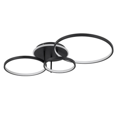 kelvo® NEMESIS KLV-101-0205 Φωτιστικό Οροφής LED 98W 9800lm 360° AC 220-240V IP20 Ρυθμιζόμενο Λευκό CCT με Χειριστήριο από 2700K έως 6000K Dimmable - Lumileds SMD Chip - Μαύρο Ματ - Μ89 x Π60 x Υ19cm - 3 Χρόνια Εγγύηση Διακόσμηση - Φως - Χαλιά