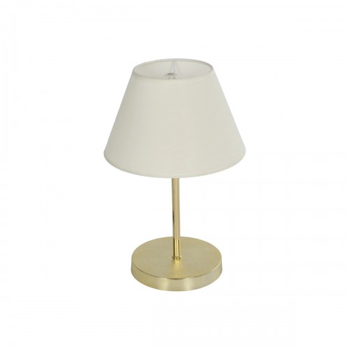 GloboStar® GLOSSY 204-0071 Μοντέρνο Eπιτραπέζιο Φωτιστικό Μονόφωτο 1 x E27 IP20 Χρυσό Μέταλλο με Λευκό Ύφασμα - Μ22 x Π22 x Υ37cm Διακόσμηση - Φως - Χαλιά