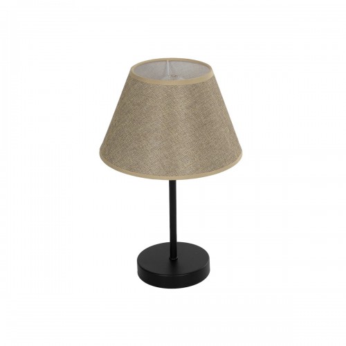 GloboStar® LARA 204-0073 Μοντέρνο Eπιτραπέζιο Φωτιστικό Μονόφωτο 1 x E27 IP20 Μαύρο Μέταλλο με Μπεζ Ύφασμα - Μ22 x Π22 x Υ36cm Διακόσμηση - Φως - Χαλιά