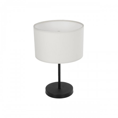 GloboStar® LARA 204-0075 Μοντέρνο Eπιτραπέζιο Φωτιστικό Μονόφωτο 1 x E27 IP20 Μαύρο Μέταλλο με Μπεζ Ύφασμα - Μ24 x Π24 x Υ35cm Διακόσμηση - Φως - Χαλιά