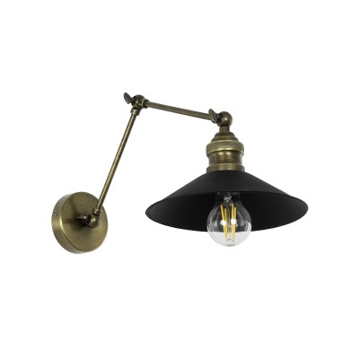GLOBOSTAR® HAWK 204-0114 Μοντέρνο Φωτιστικό Τοίχου - Απλίκα με Ντουί 1 x E27 AC 220-240V IP20 - Μαύρο & Μπρούτζινο - Μ22 x Π44 x Υ23cm