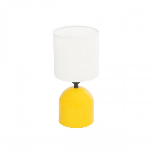 GloboStar® LOREN 204-0137 Μοντέρνο Eπιτραπέζιο Φωτιστικό Μονόφωτο 1 x E27 IP20 Κίτρινο Μέταλλο με Μπεζ Ύφασμα - Μ15 x Π15 x Υ31cm Διακόσμηση - Φως - Χαλιά