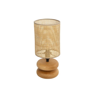 GLOBOSTAR® KLOO 204-0143 Boho Επιτραπέζιο Φωτιστικό Πορτατίφ με Ντουί 1 x E14 AC 220-240V IP20 - Καφέ & Μπεζ - Μ15 x Π15 x Υ35cm
