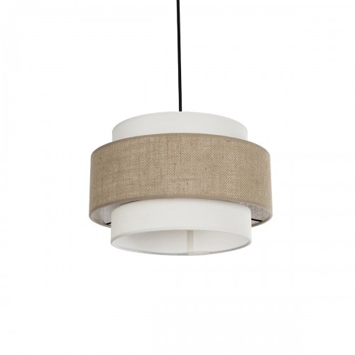 GloboStar® SOHO 204-0172 Μοντέρνο Κρεμαστό Φωτιστικό Kαπέλο Μονόφωτο 1 x E27 IP20 Μπεζ & Καφέ Ύφασμα - Μ30 x Π30 x Υ20cm Διακόσμηση - Φως - Χαλιά
