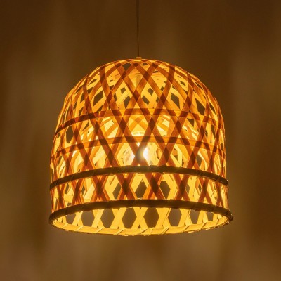 GLOBOSTAR® MANGEA 00715 Boho Κρεμαστό Φωτιστικό Οροφής με Ντουί 1 x E27 AC 220-240V IP20 - Μπεζ - Μ32 x Π32 x Υ30cm