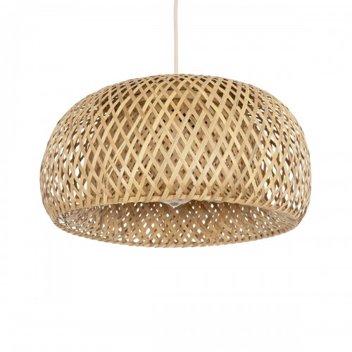 GloboStar® SAN TROPEZ 01626 Vintage Κρεμαστό Φωτιστικό Οροφής Μονόφωτο 1 x E27 Καφέ Ξύλινο Bamboo Φ38 x Υ22cm Διακόσμηση - Φωτισμός - Χαλιά