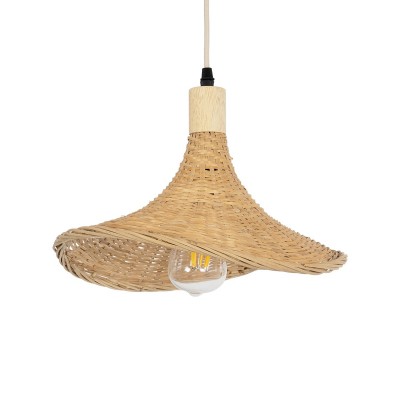 GLOBOSTAR® CUBA 01715 Boho Κρεμαστό Φωτιστικό Οροφής με Ντουί 1 x E27 AC 220-240V IP20 - Μπεζ - Μ33 x Π30 x Υ22cm
