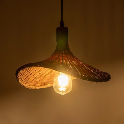 GLOBOSTAR® CUBA 01716 Boho Κρεμαστό Φωτιστικό Οροφής με Ντουί 1 x E27 AC 220-240V IP20 - Καφέ - Μ33 x Π30 x Υ22cm