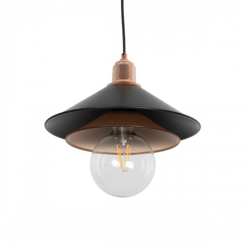 GloboStar® FERRO 203-0269 Μοντέρνο Κρεμαστό Φωτιστικό Καμπάνα Μονόφωτο 1 x E27 IP20 Μαύρο & Χάλκινο Πλαστικό - Μ22 x Π22 x Υ83cm Διακόσμηση - Φως - Χαλιά