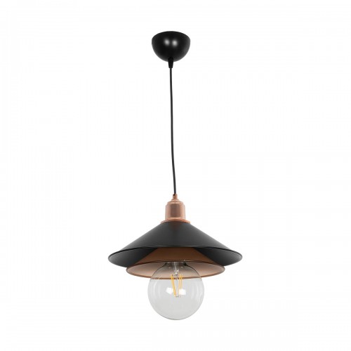 GloboStar® FERRO 203-0269 Μοντέρνο Κρεμαστό Φωτιστικό Καμπάνα Μονόφωτο 1 x E27 IP20 Μαύρο & Χάλκινο Πλαστικό - Μ22 x Π22 x Υ83cm Διακόσμηση - Φως - Χαλιά