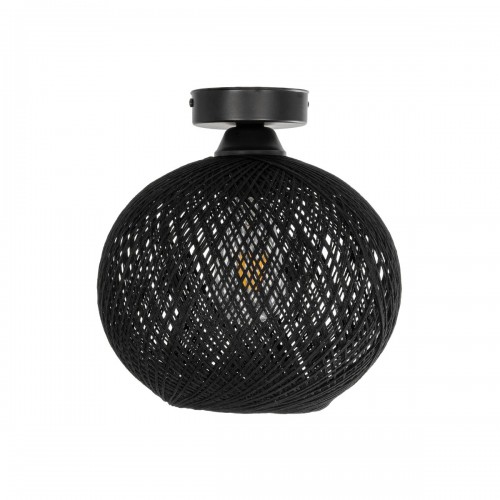 GloboStar® CORDER 203-0271 Μοντέρνο Φωτιστικό Οροφής Μπάλα Μονόφωτο 1 x E27 IP20 Μαύρο Σχοίνι - Μ26 x Π26 x Υ30cm Διακόσμηση - Φως - Χαλιά