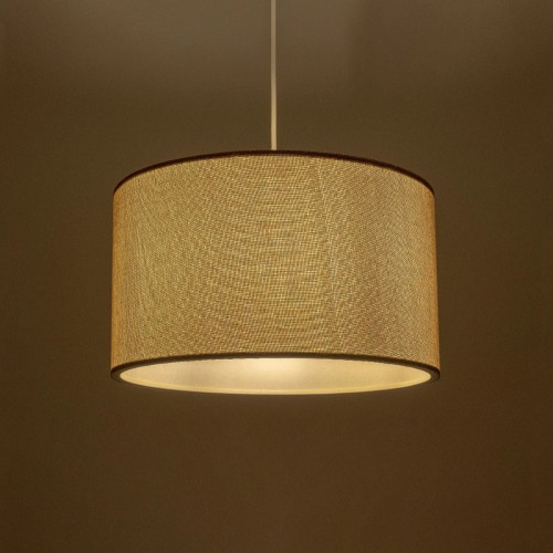 GloboStar® LOFTY 204-0090 Μοντέρνο Κρεμαστό Φωτιστικό Kαπέλο Μονόφωτο 1 x E27 IP20 Μπεζ Ύφασμα -Μ38 x Π38 x Υ70cm Διακόσμηση - Φως - Χαλιά