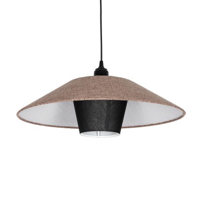 GLOBOSTAR® STORM 203-0294 Μοντέρνο Κρεμαστό Φωτιστικό Οροφής με Ντουί 1 x E27 AC 220-240V IP20 - Μαύρο &  Μπεζ - Μ50 x Π50 x Υ24cm