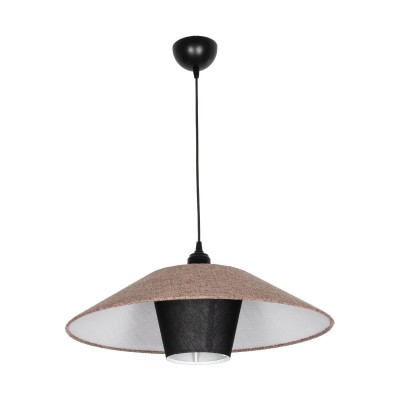 GLOBOSTAR® STORM 203-0294 Μοντέρνο Κρεμαστό Φωτιστικό Οροφής με Ντουί 1 x E27 AC 220-240V IP20 - Μαύρο &  Μπεζ - Μ50 x Π50 x Υ24cm Διακόσμηση - Φως - Χαλιά