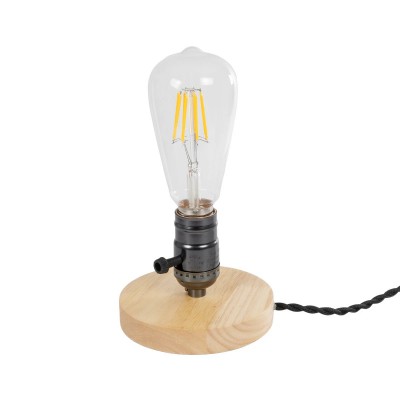 GLOBOSTAR® NOX 77700 Μοντέρνο Επιτραπέζιο Φωτιστικό Πορτατίφ με Ντουί 1 x E27 AC 220-240V IP20 - Μπεζ & Μαύρο - Μ12 x Π12 x Υ9cm