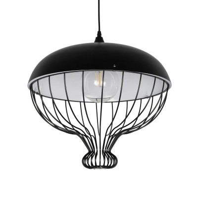 GLOBOSTAR® SOBRINO 999-0112 Vintage Κρεμαστό Φωτιστικό Οροφής με Ντουί 1 x E27 AC 220-240V IP20 - Μαύρο - Μ45 x Π45 x Υ45cm