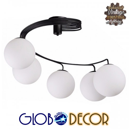 GloboStar® SELINA 01090 Μοντέρνο Φωτιστικό Οροφής Πολύφωτο Μαύρο Μεταλλικό με Λευκό Γυαλί Φ63 x Y47cm Διακόσμηση - Φως - Χαλιά GloboStar® SELINA 01090 Μοντέρνο Φωτιστικό Οροφής Πολύφωτο Μαύρο Μεταλλικό με Λευκό Γυαλί Φ63 x Y47cm Διακόσμηση - Φως - Χαλιά